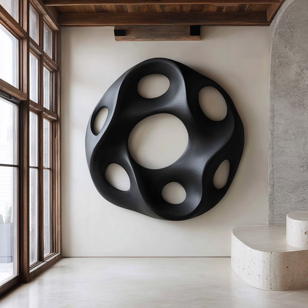 Contemporary Solid Wood Wall Sculpture for Living Room Design