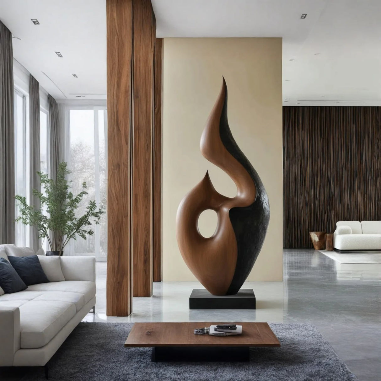 Contemporary Organic Solid Wood Sculpture for Modern Interiors