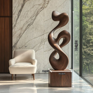 Organic-Form Solid Wood Sculpture for Living Rooms and Offices