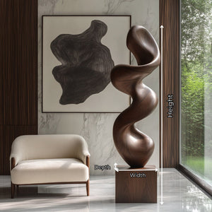 Modern Abstract Solid Wood Sculpture for Living Room Display