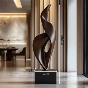 Contemporary Abstract Solid Wood Sculpture for Modern Living Room Display