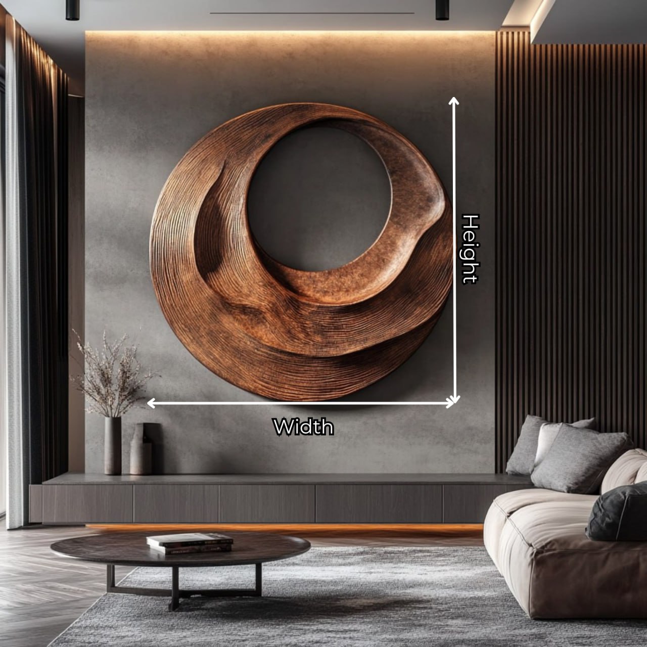 Abstract Solid Wood Wall Sculpture with Sculptural Void for for Living Room