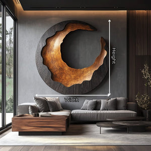 Modern Crescent Solid Wood Wall Art Sculpture for Living Room