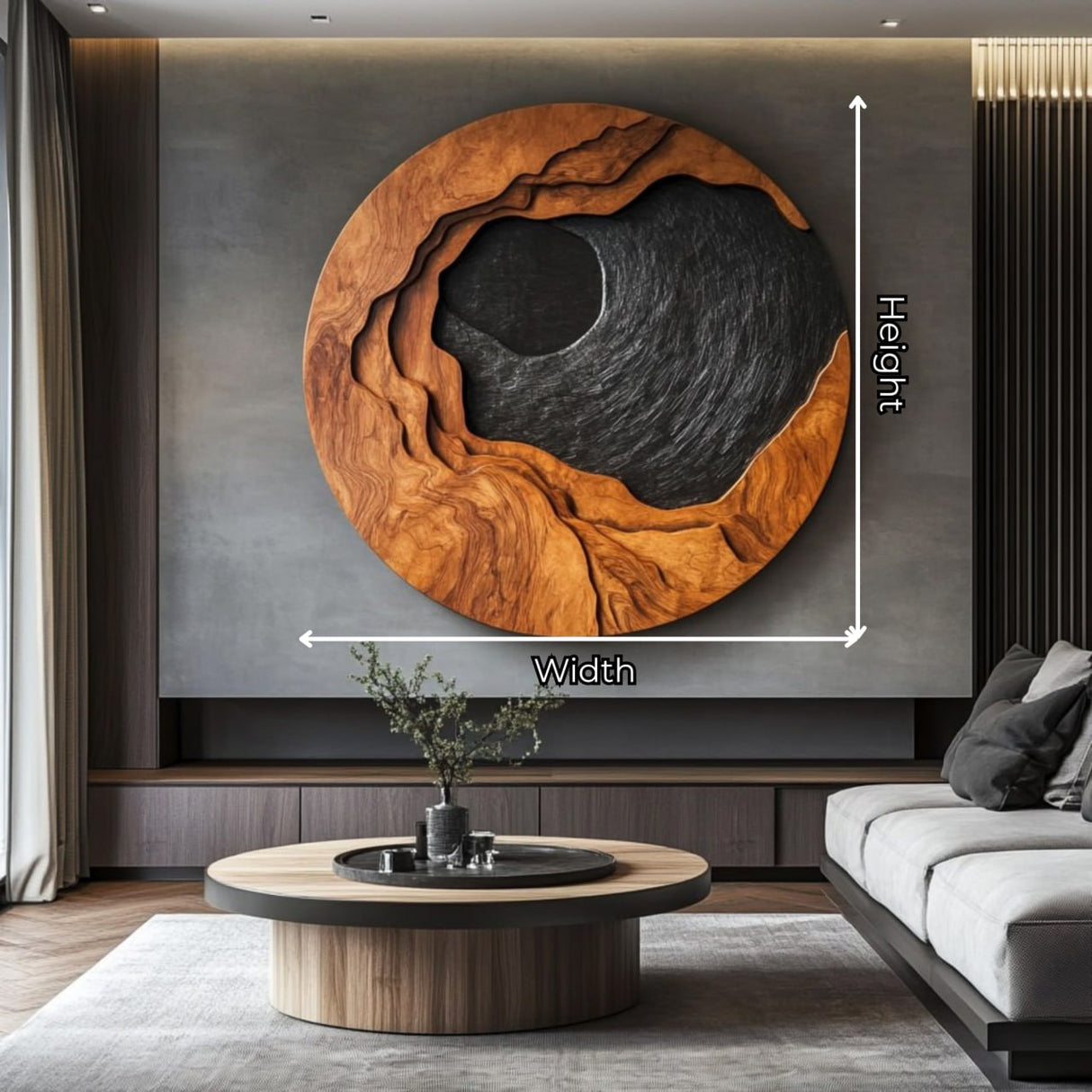 Contemporary Layered Solid Wood Wall Art Sculpture for Living Room