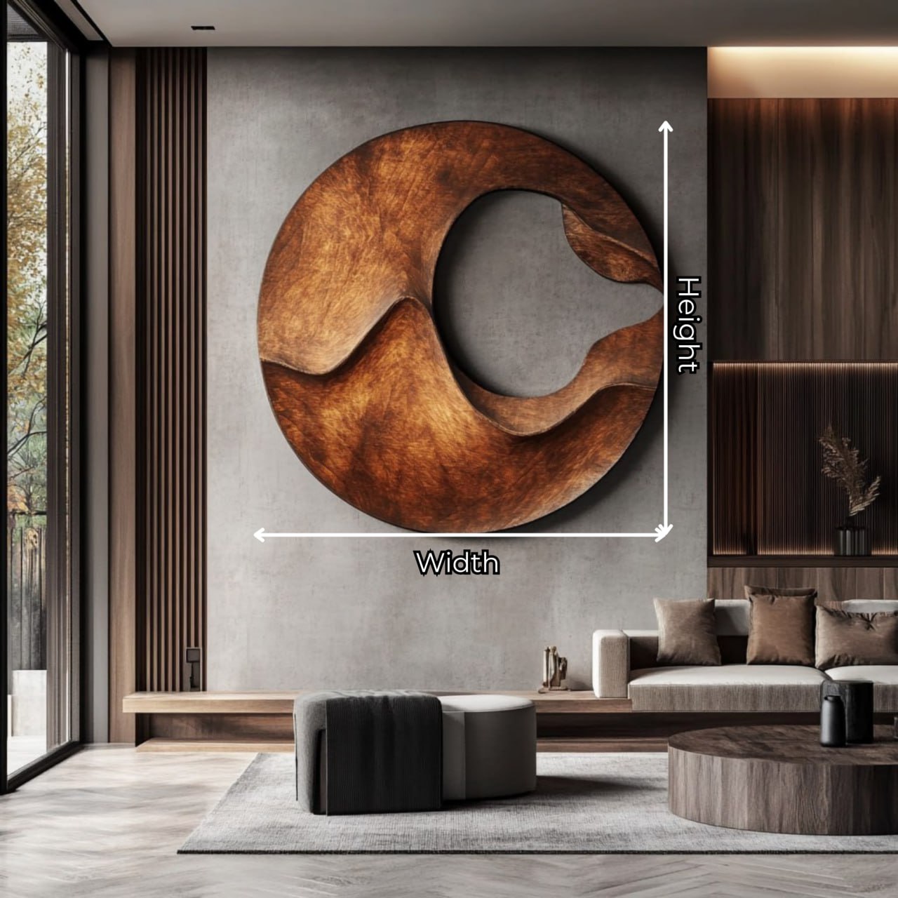 Minimalist Round Solid Wood Wall Sculpture for Living Room Display