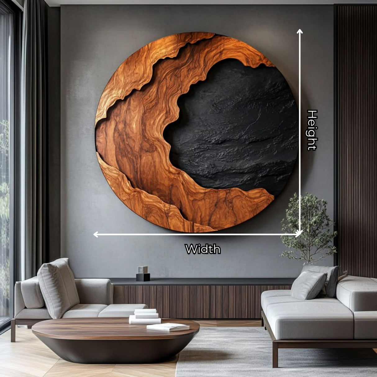 Contemporary Solid Wood Wall Art Sculpture for Living Room Interior