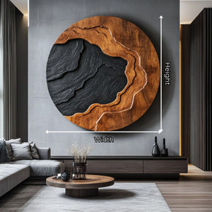 Large Abstract Solid Wood Circular Wall Art Panel for Contemporary Interiors