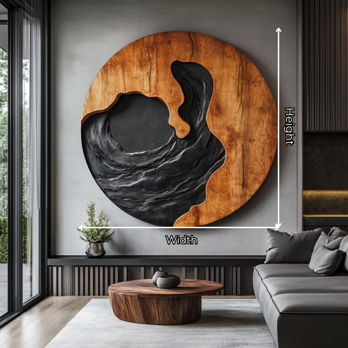 Contemporary Carved Solid Wood Wall Art for Living Room Feature Display