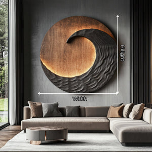 Contemporary Solid Wood Circular Wall Sculpture for Living Room Feature Display