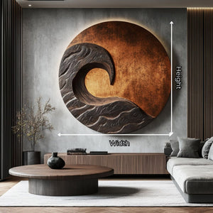 Modern Solid Wood Waveform Circular Wall Sculpture for Living Room