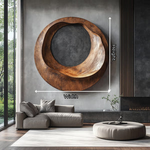 Solid Wood Circular Wall Sculpture for Living Room Decor