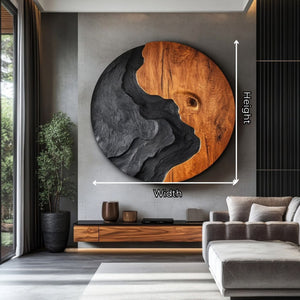Abstract Round Solid Wood Wall Sculpture for Living Room Display