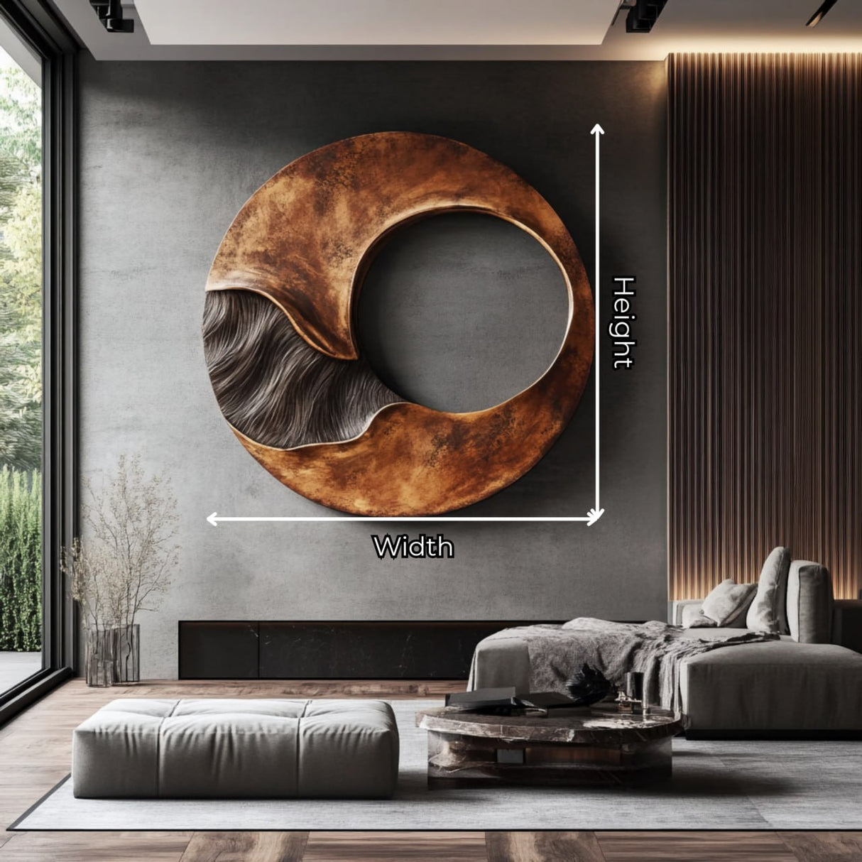 Organic Open Ring Solid Wood Wall Art for Living Room
