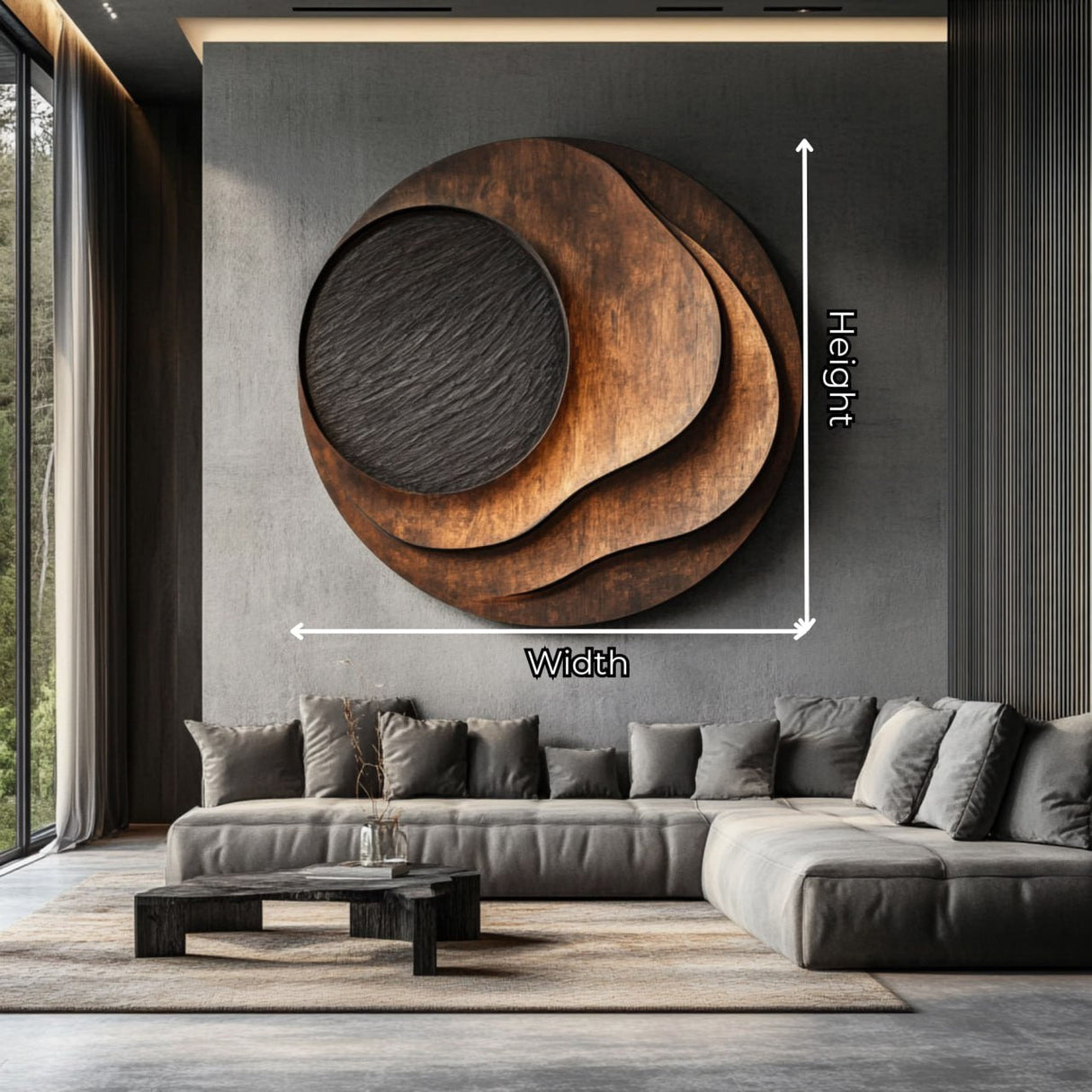 Organic Solid Wood Round Wood Wall Art for Living Room Feature Walls