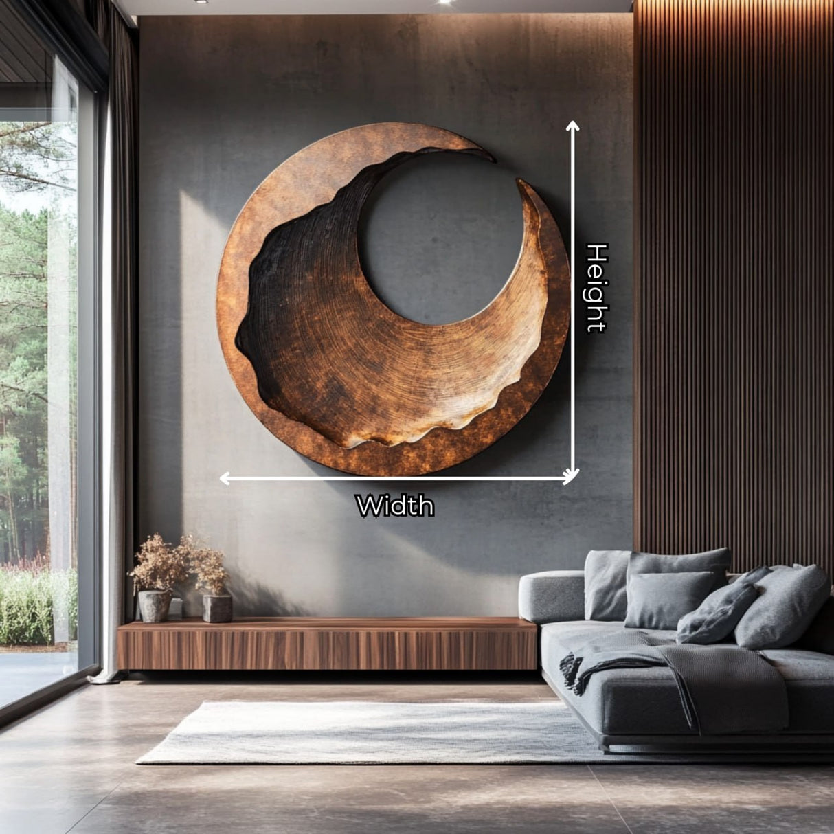 Large Solid Wood Carved Wall Art for Living Room Display