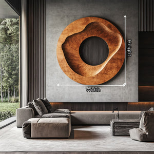 Organic Solid Wood Round Wall Sculpture for Living Room Decor