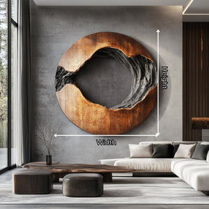 Contemporary Solid Wood Circular Wall Sculpture for Living Rooms