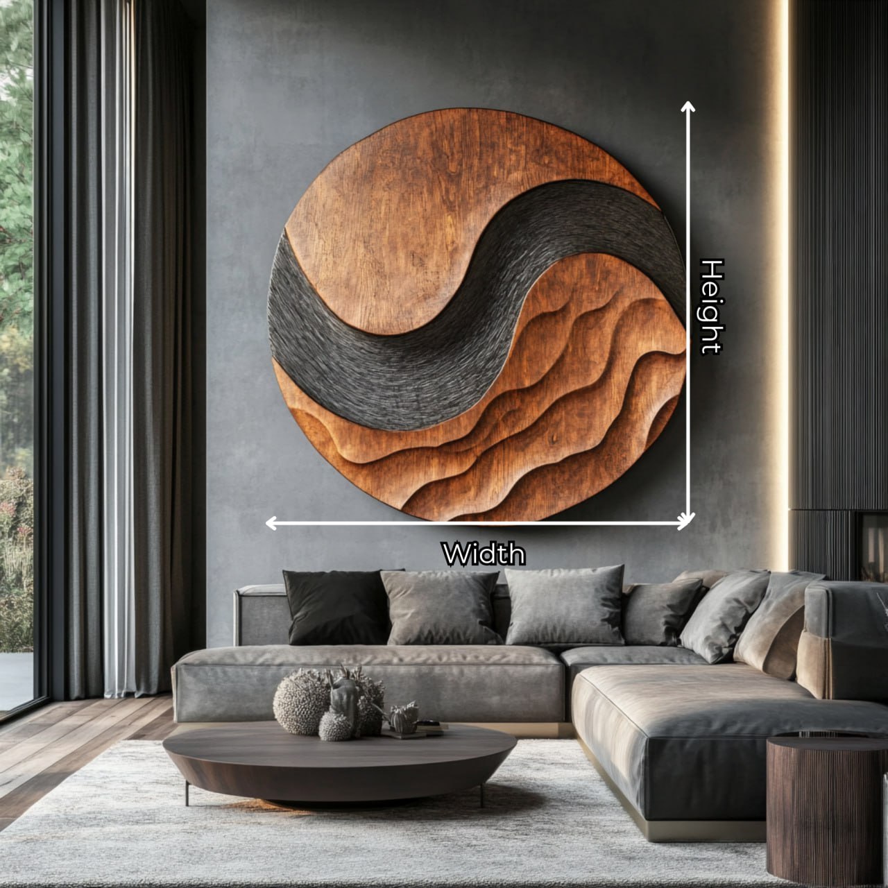 Organic Solid Wood Wave Wall Art for Living Room