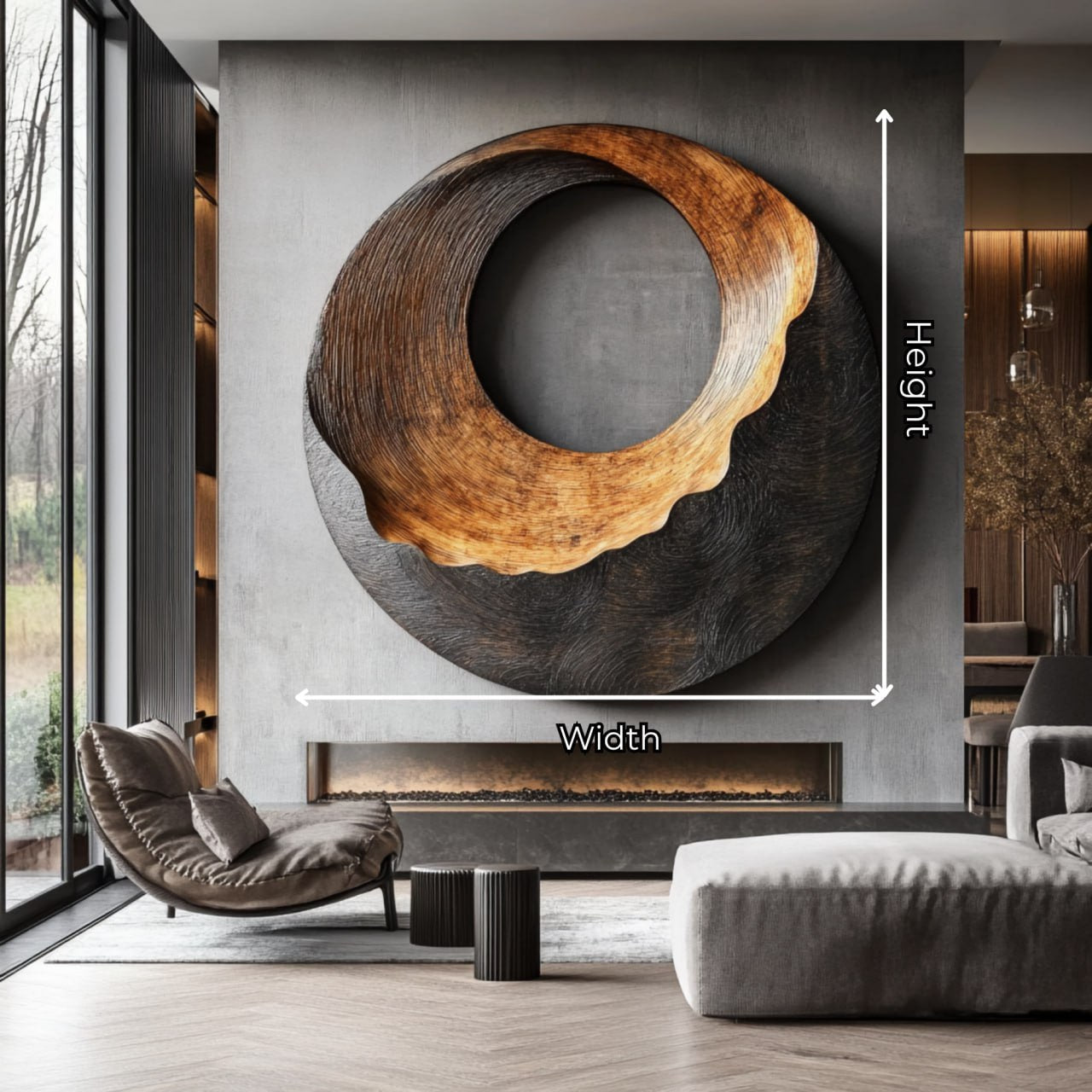 Contemporary Round Solid Wood Wall Art for Interior Design