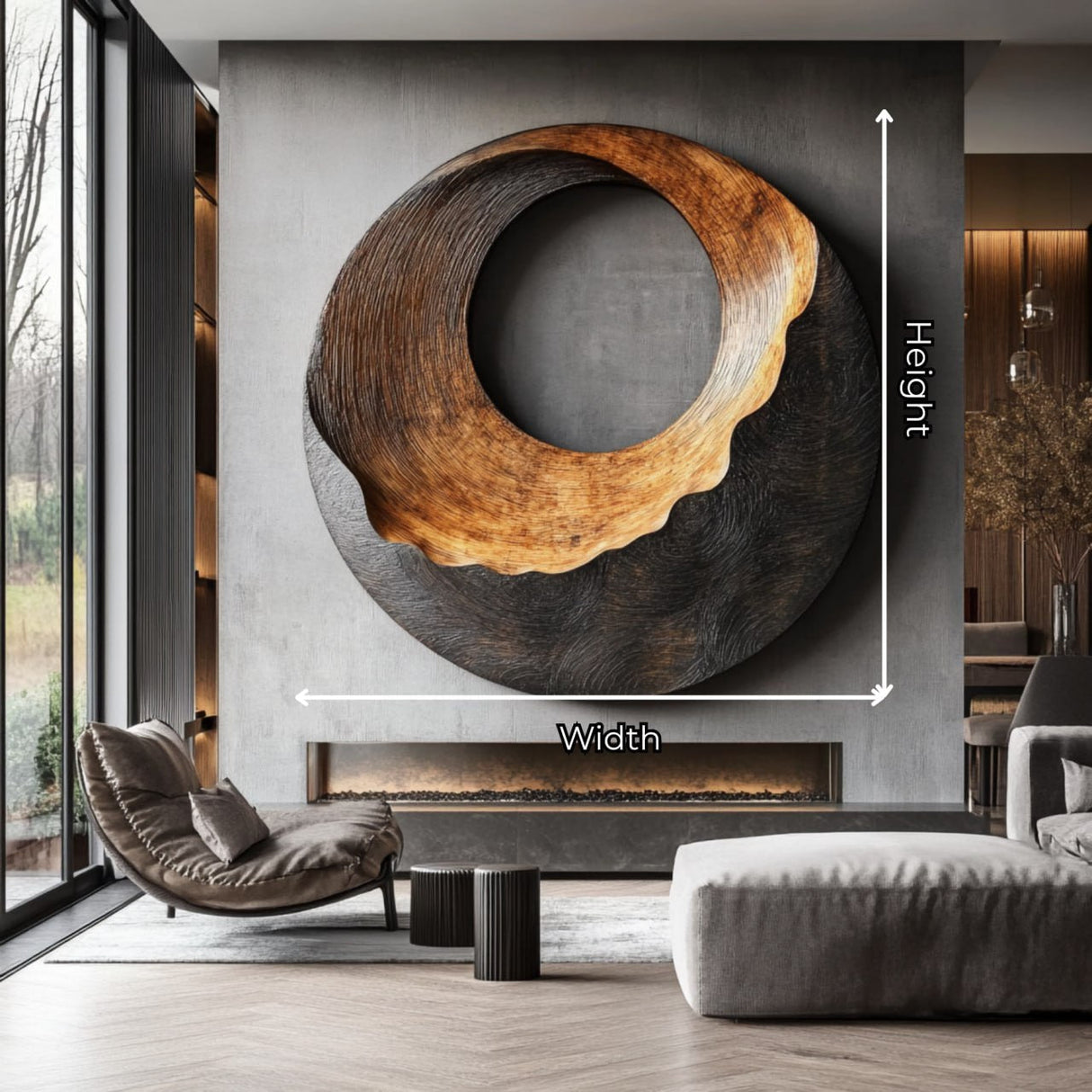 Contemporary Round Solid Wood Wall Art for Interior Design