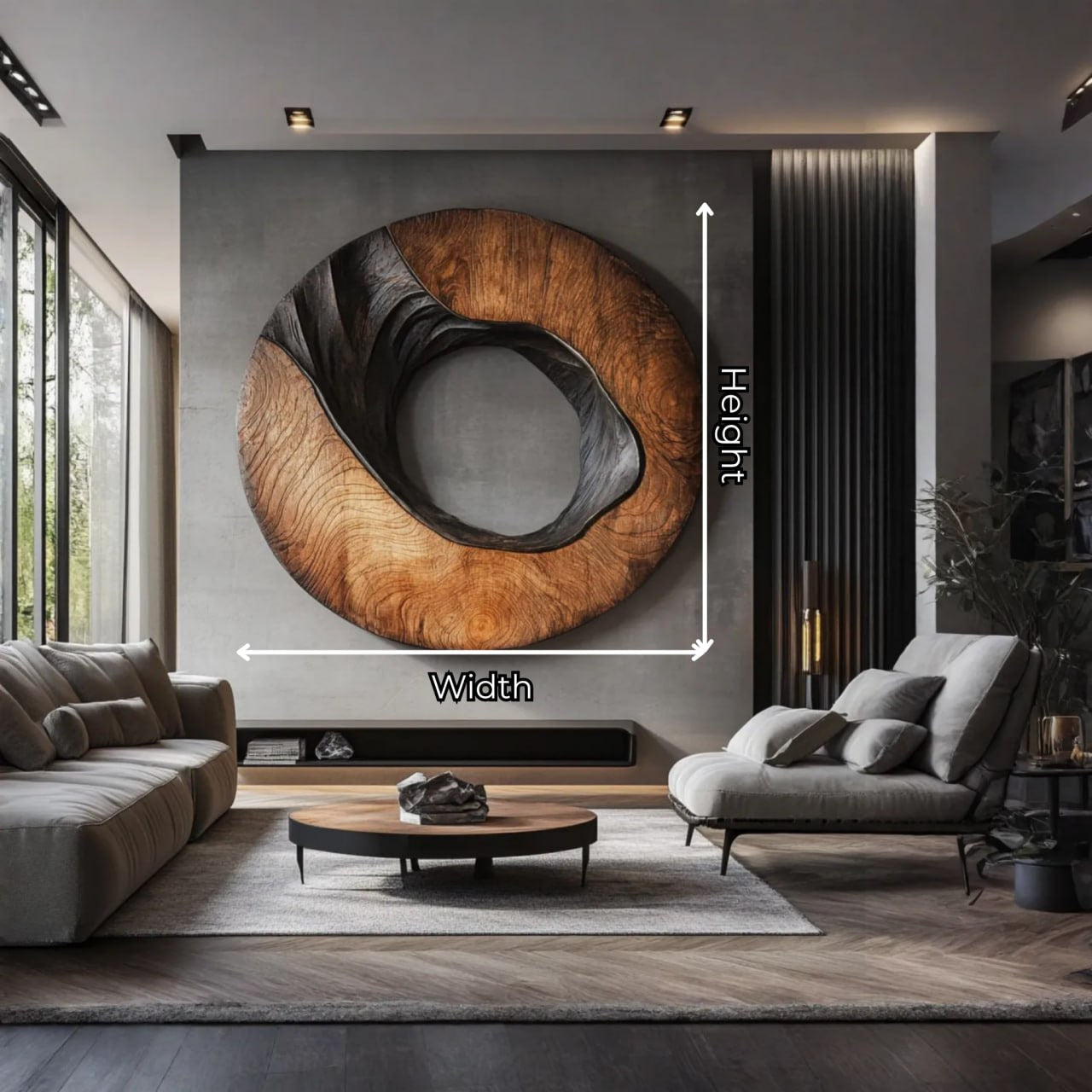 Modern Organic Circular Solid Wood Wall Sculpture for Interior Decor