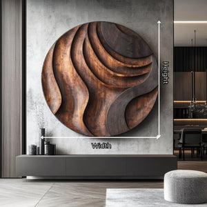 Modern Round Layered Solid Wood Wall Sculpture for Interior Spaces
