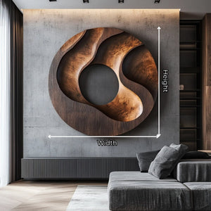 Modern Round Solid Wood Wall Sculpture for Living Room Decor