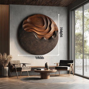 Large Modern Organic Solid Wood Wall Sculpture for Living Room Interiors