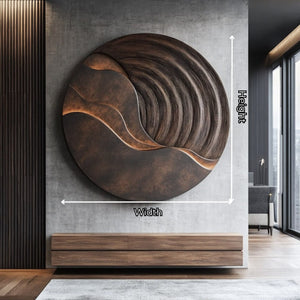 Modern Round Solid Wood Wall Sculpture for Living Room Design