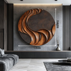 Handcarved Round Solid Wood Wall Sculpture for Contemporary Interiors