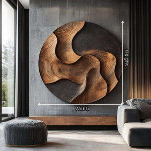 Hand-Carved Solid Wood Wall Art with Organic Layered Design