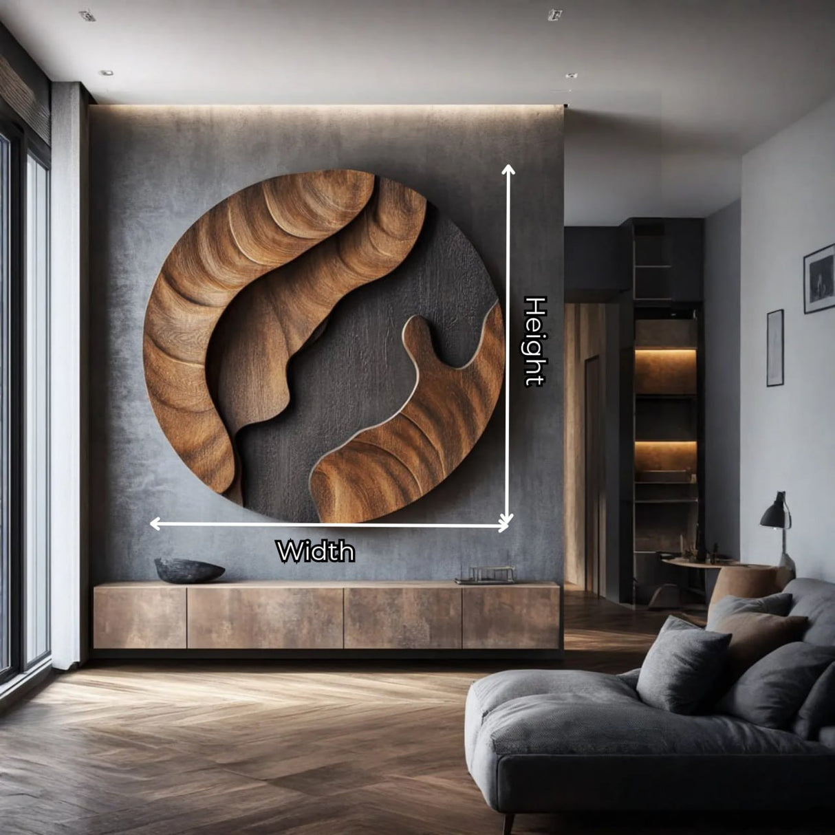 Contemporary Round Solid Wood Wall Sculpture for Modern Interiors