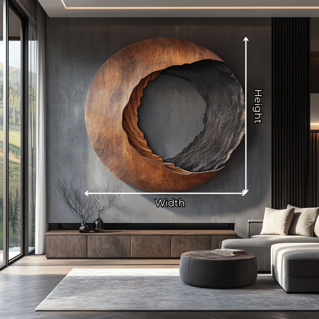 Abstract Open Core Solid Wood Wall Sculpture for Modern Living Room