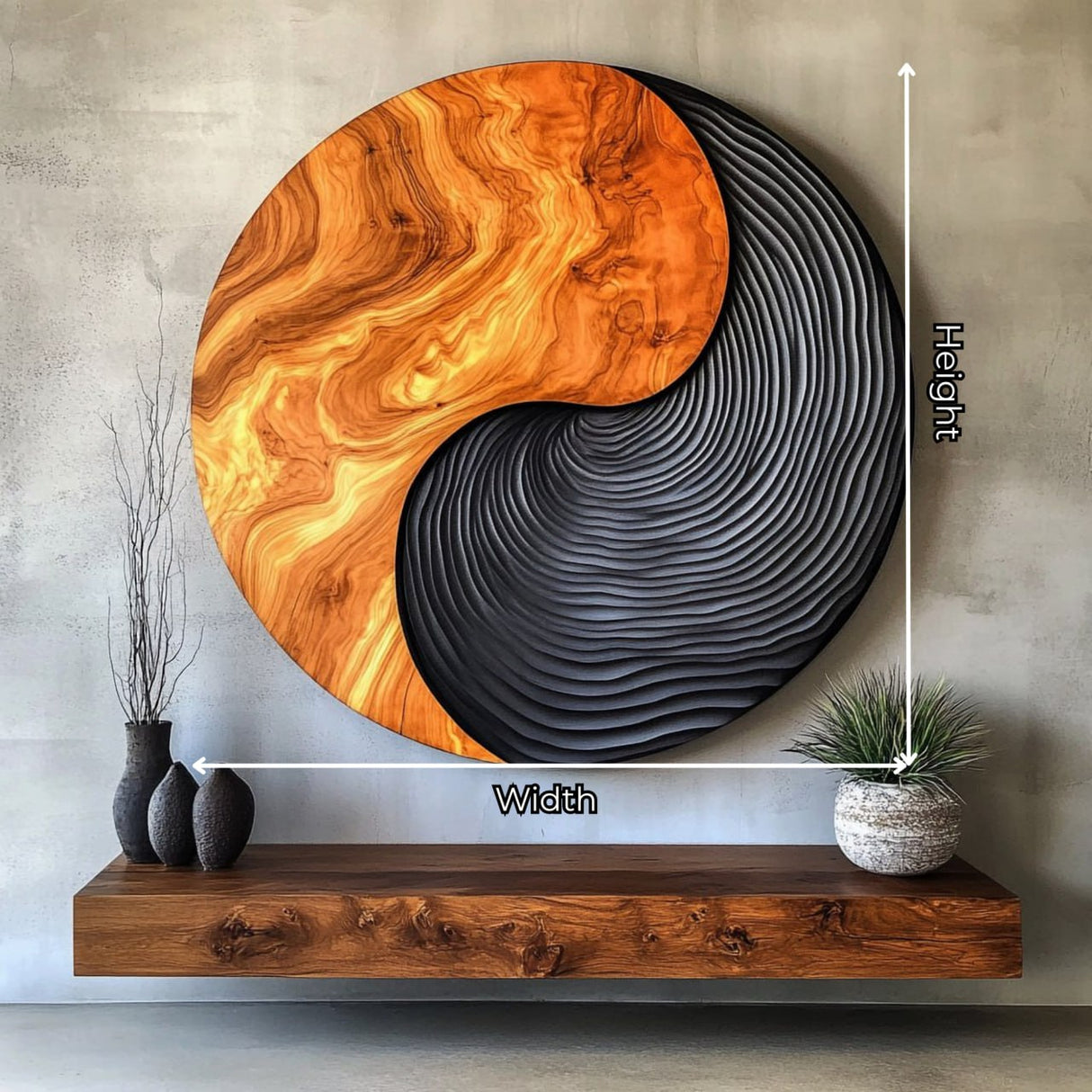 Flowing Grain Solid Wood Wall Art Sculpture for Living Room