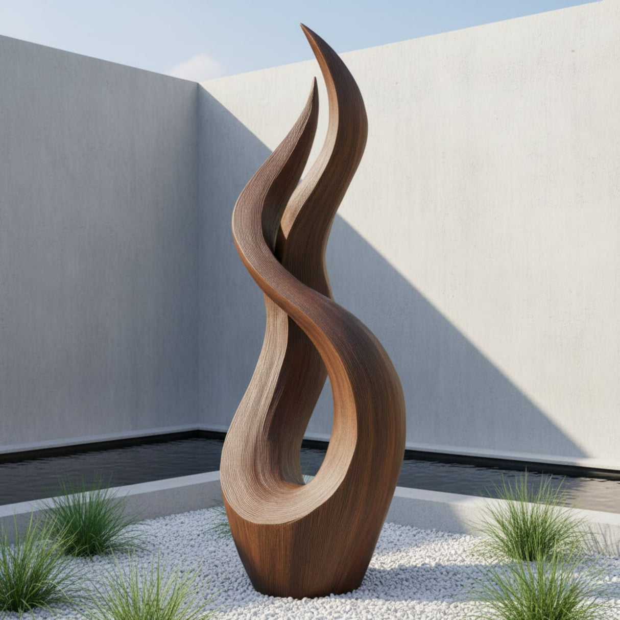 Outdoor Solid Wood Textured Flame Sculpture for Gardens and Modern Landscapes