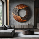 Round Solid Wood Wall Art with Open Center Relief Design
