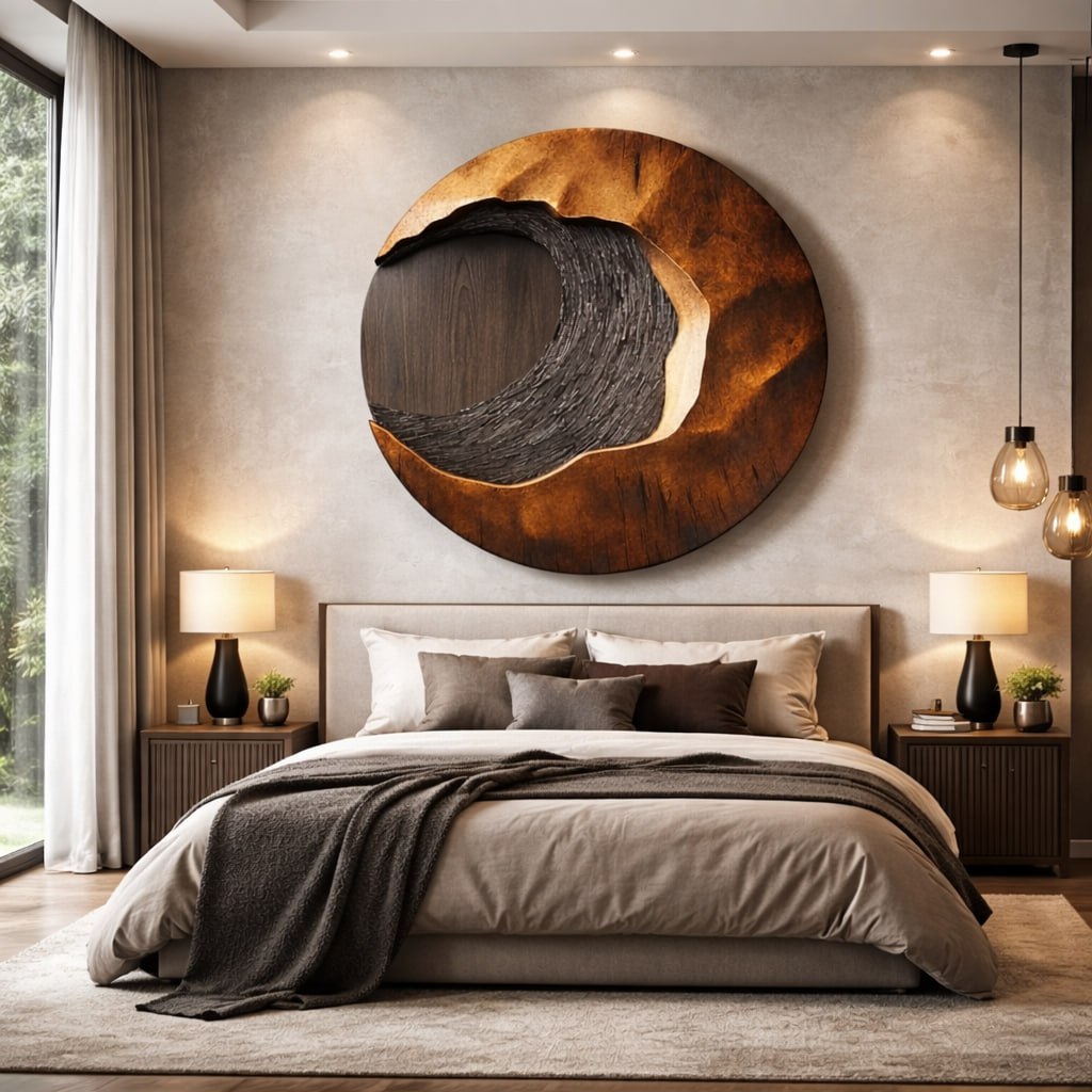 Abstract Solid Wood Wall Sculpture for Living Room Display