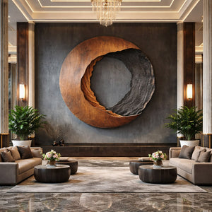 Abstract Open Core Solid Wood Wall Sculpture for Modern Living Room