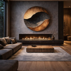 Organic Solid Wood Wall Sculpture for Living Room Display