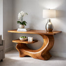 Console Table Solid Wood Sculptural Shelf for Entryway Decor