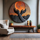 Handcrafted Solid Wood Wall Art with Circular Relief and Rising Hands Motif