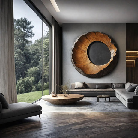 Handcrafted Solid Wood Wall Sculpture with Organic Circular Form