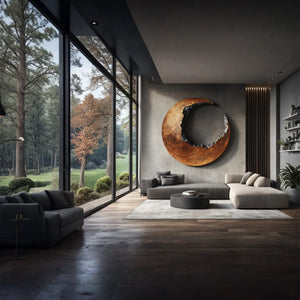 Solid Wood Circular Wall Sculpture with Open Center Form