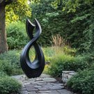 Handcrafted Solid Wood Garden Sculpture with Twisting Open Form