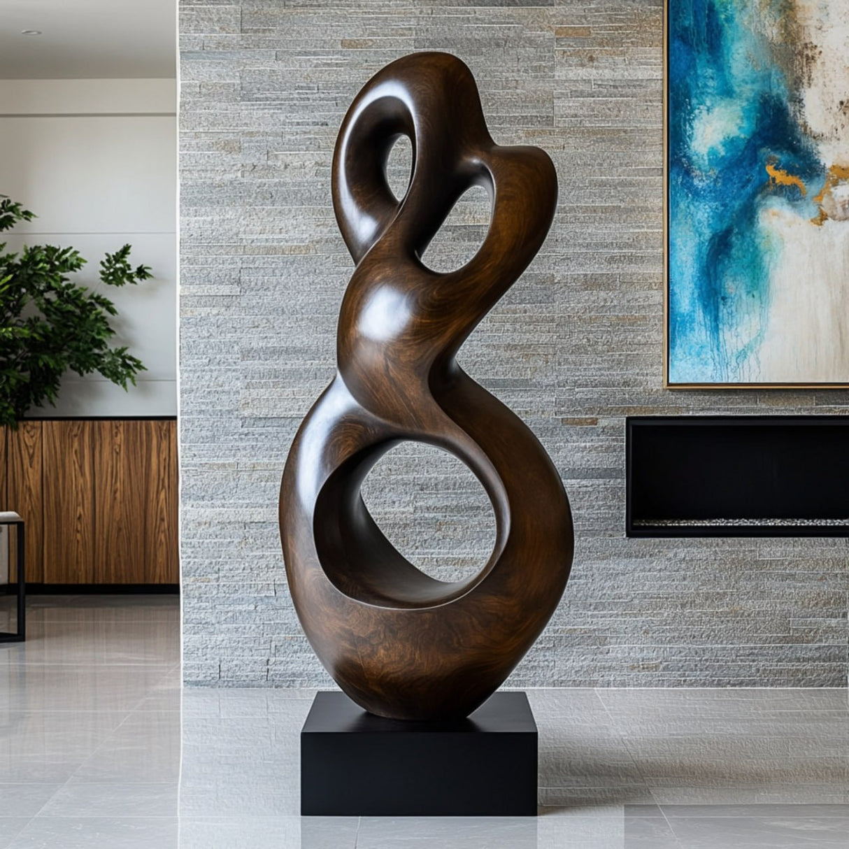 Eternal Harmony Abstract Solid Wood Sculpture