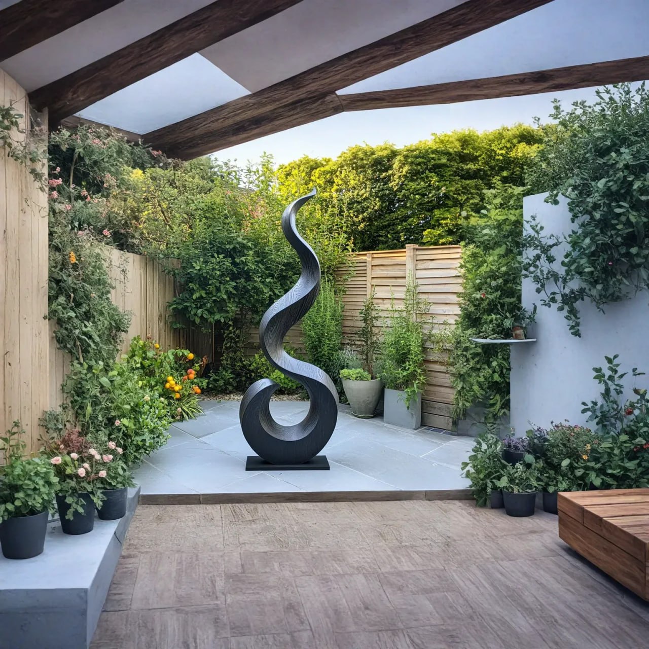 Outdoor Serpentine Solid Wood Sculpture for Garden Landscape Decor