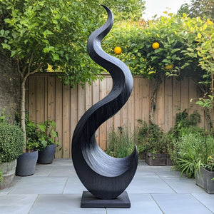 Outdoor Flame Form Solid Wood Sculpture