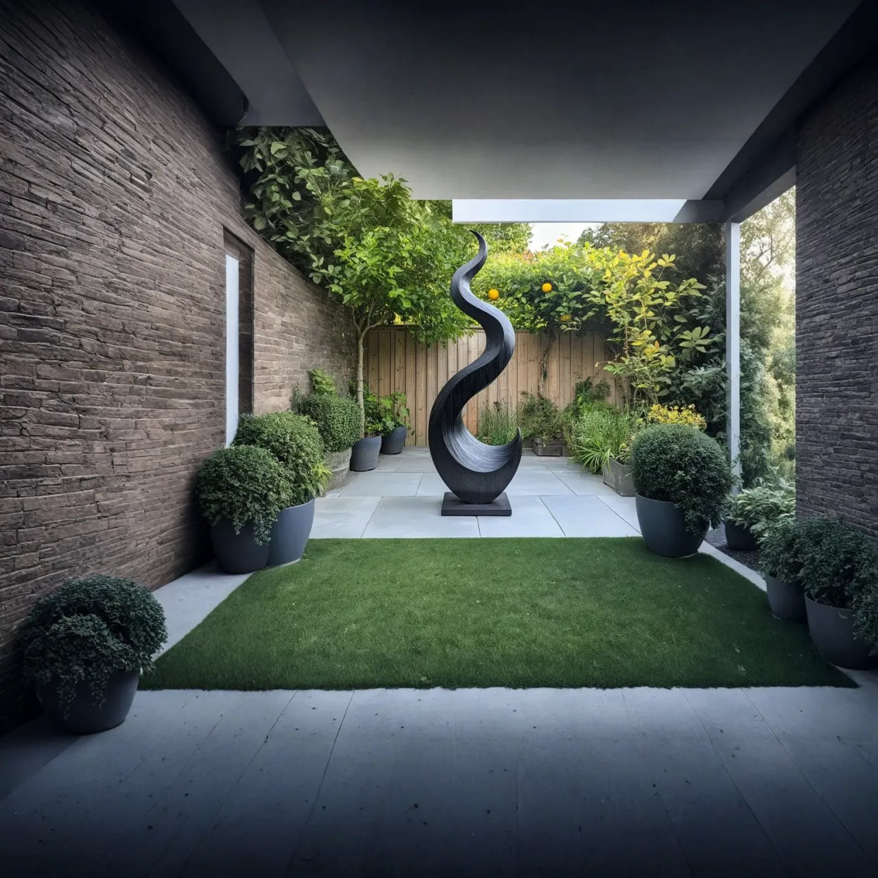 Outdoor Flame Form Solid Wood Sculpture