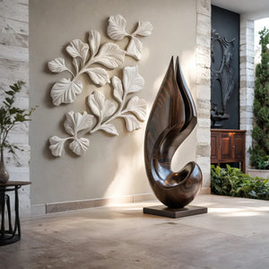 Ascending Flame Abstract Wood Floor Sculpture