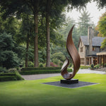 Hand-Carved Solid Wood Flame Sculpture for Garden and Outdoor Landscape